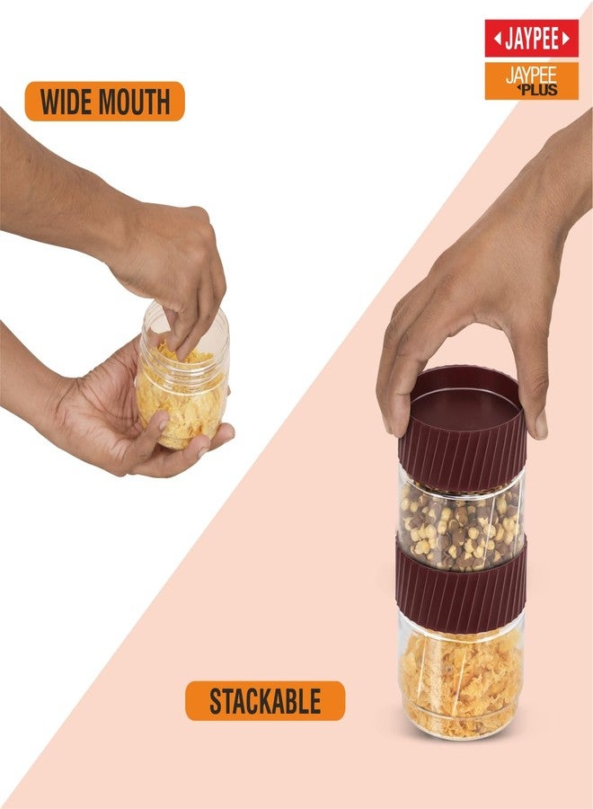 JAYPEE Plastic Kitchen Storage Container With Airtight Lid Stackable|Break Resistant - BPA-Free Plastic |Odour Safe Food Grade |500 ml |Set of 2 (Burgandy) - Image 5